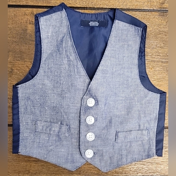 Boys Dress Pants, 2 Blue Vests, Blue Long Sleeve Shirt - Picture 2 of 5